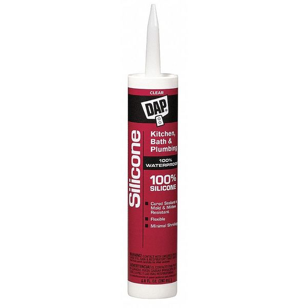 WL01 1PC Dap Kitchen & Bath Sealant, 9.8 oz, Cartridge, Clear, Hydrotreated Middle Distillate Base