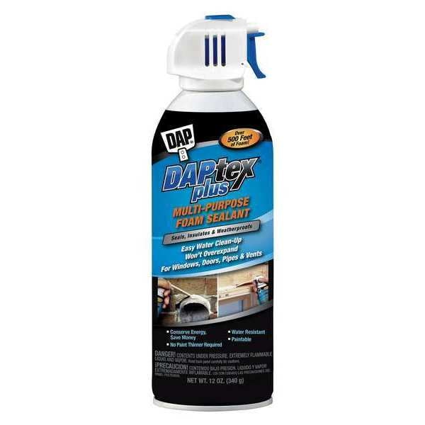 WL01 1PC Dap Multipurpose/Construction Spray Foam Sealant, 12 oz, Aerosol Can, White, 1 Component