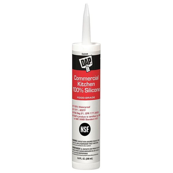 WL01 1PC Dap Sealant, 9.8 oz, Cartridge, Clear, Silicone Base