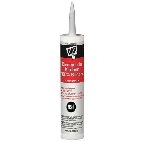 WL01 1PC Dap Kitchen Sealant, 9.8 oz, Cartridge, Stainless Steel, Silicone Base