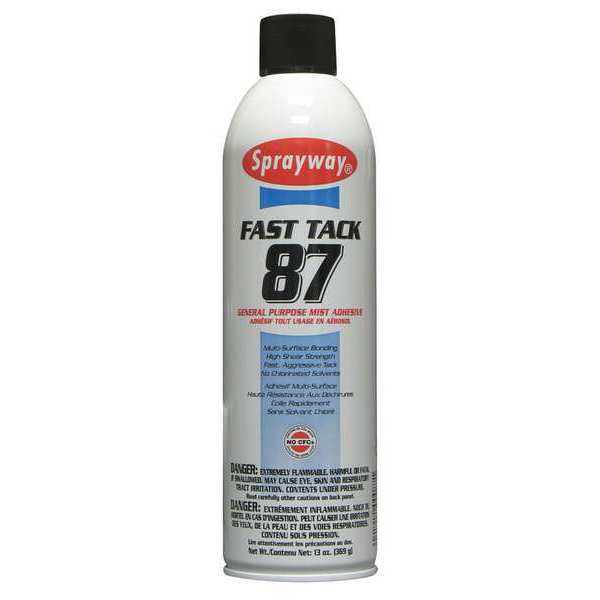 WL01 1PC Sprayway Spray Adhesive, Fast Tack 87 Series, White, 20 oz, Aerosol Can