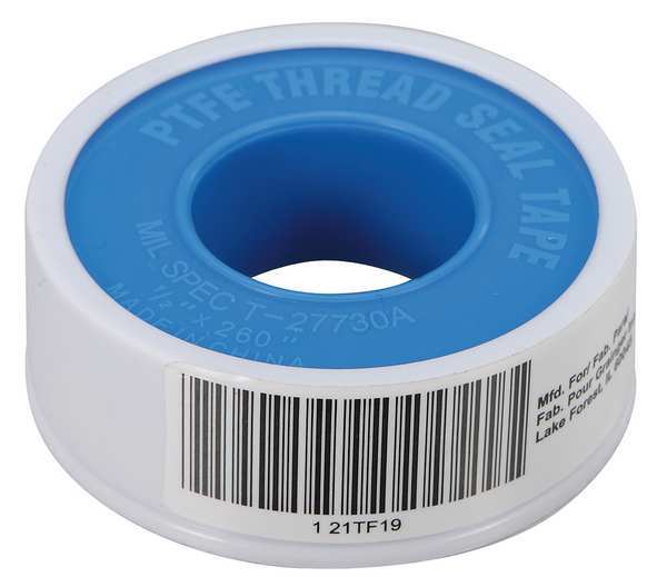 WL01 1PC Zoro Select Thread Sealant Tape, 1/2 in W x 21 ft L, 8.5 mil Thick, White, 1 Pk