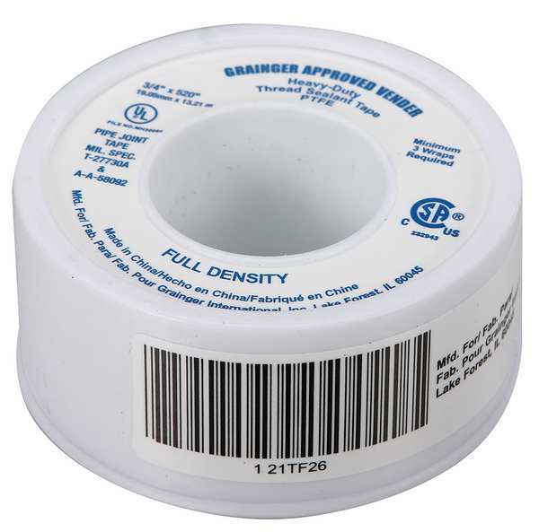 WL01 1PC Zoro Select Sealant Tape, 3/4 x 520 In