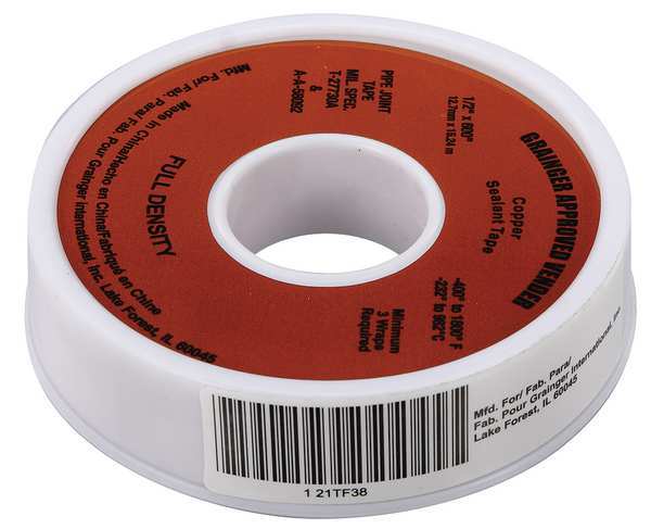 WL01 1PC Zoro Select Sealant Tape, 1/2 x 600 In