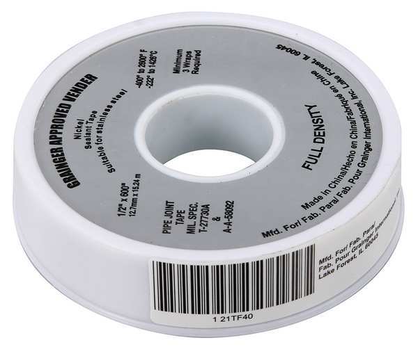 WL01 1PC Zoro Select Sealant Tape, 1/2 x 600 In