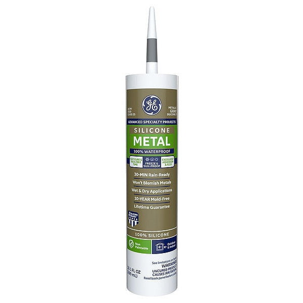 WL01 1PC Ge Silicone Sealant, Metal Silicone 2, 10 oz, Cartridge, Gray