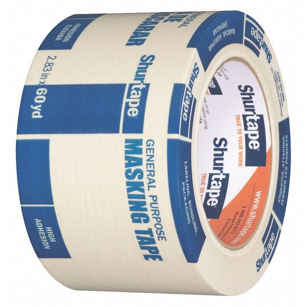 WL01 1PC Shurtape Masking Tape, 72mm W x 55m L, Crepe Paper