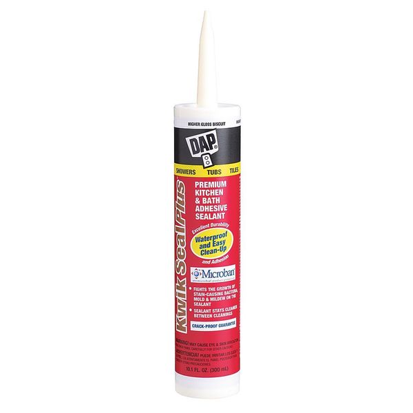 WL01 1PC Dap Kitchen & Bath Caulk, 10.1 oz, Cartridge, Biscuit, Acrylic Polymer Base