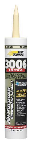WL01 1PC White Lightning Caulk, 10 oz, Cartridge, Almond, Acrylic Base