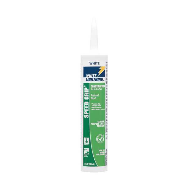WL01 1PC White Lightning Construction Caulk, 9 oz, Cartridge, White, Acrylic Base