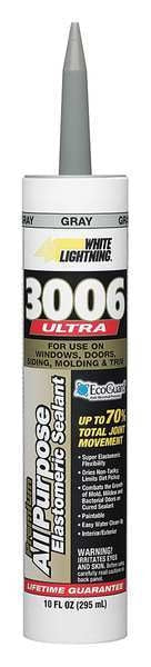 WL01 1PC White Lightning Caulk, 10 oz, Cartridge, Gray, Acrylic Base
