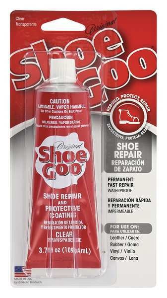 WL01 1PC Eclectic Products Shoe Repair Glue, Shoe GOO(R) Series, Clear, 24 hr Full Cure, 3.7 oz, Tube