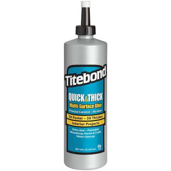 WL01 1PC Titebond Wood Glue, Quick and Thick Series, Beige, 24 hr Full Cure, 16 oz, Bottle