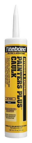 WL01 1PC Titebond Caulk, 10.1 oz, Cartridge, Clear, Siliconized Acrylic Base