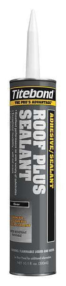 WL01 1PC Titebond Roof Plus Sealant, 10.1 oz, Cartridge, Clear, Synthetic Elastomeric Rubber Base