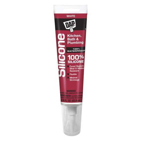 WL01 1PC Dap Sealant, 2.8 oz, Tube, White, Silicone Base