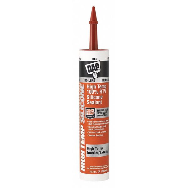 WL01 1PC Dap Waterproof RTV Silicone Sealant, 10.3 oz, Red, Temp Range 40 to 500 Degrees F