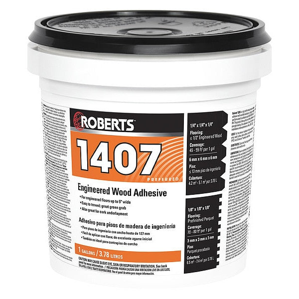 WL01 1PC Roberts Floor Adhesive, 1407 Series, Beige, 1 gal, Pail