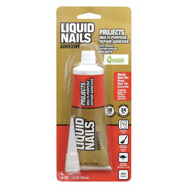 WL01 1PC Liquid Nails Adhesive, Projects Series, White, 4 oz, Tube
