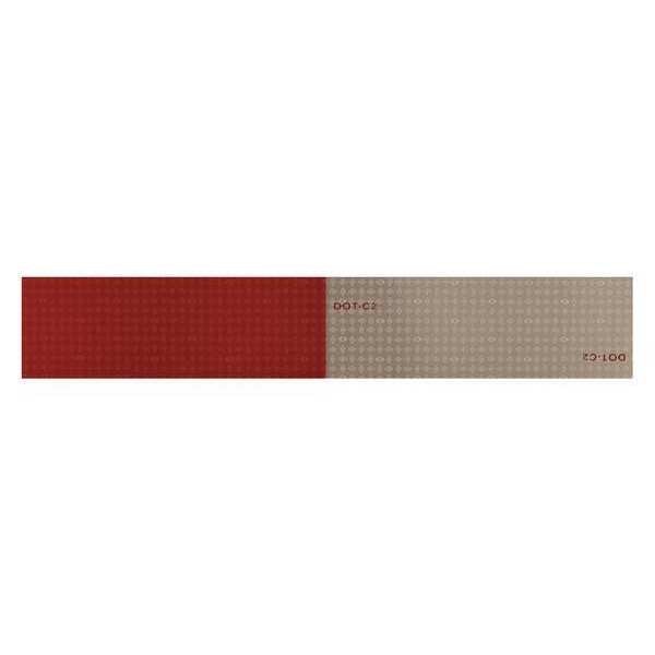 WL01 1PC Oralite Reflective Tape, Red/White, 12 in.L, 2 in.W