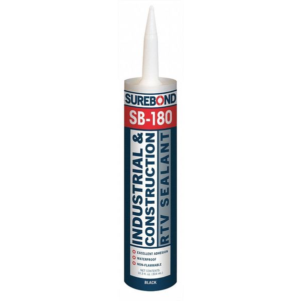 WL01 1PC Surebond Acetoxy Cure RTV Silicone Sealant, 10.3 oz, Black, Temp Range -62 to 350 Degrees F