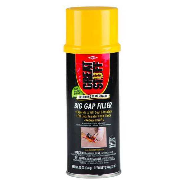 WL01 1PC Great Stuff Insulation Spray Foam Sealant, 12 oz, Aerosol Can, Yellow, 1 Component
