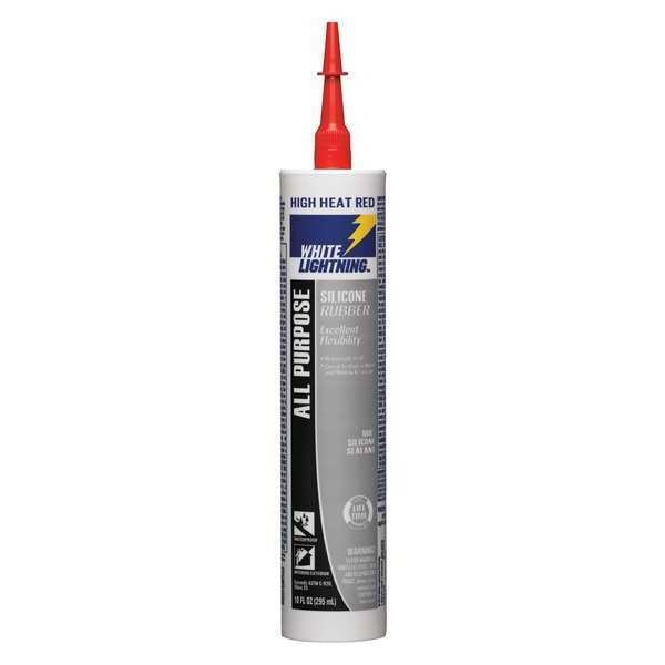 WL01 1PC White Lightning High Temp. RTV Silicone Sealant, 10 oz, Red, Temp Range -50 to 450 Degrees F