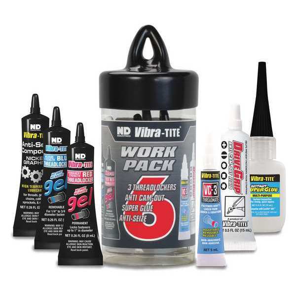 WL01 1PC Vibra-Tite Threadlocker Work Pack Kit, Threadlockers, Anti Cam-Out, Anti-Seize Compound, Super Glue, Lubricants