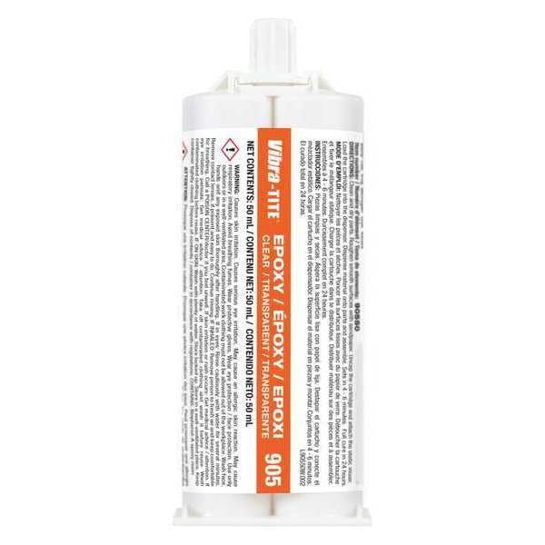 WL01 2PC Vibra-Tite Epoxy Adhesive, 905 Series, Clear, 1:01 Mix Ratio, 6 min Functional Cure, Dual-Cartridge