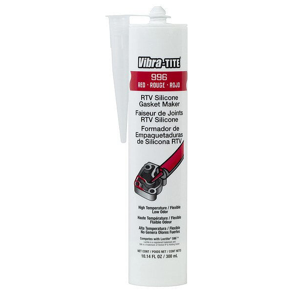 WL01 1PC Vibra-Tite Silicone Gasket Sealant, 300 mL, Red, Temp Range -75 to 650 Degrees F