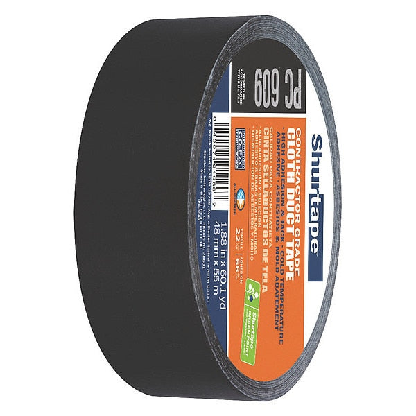 WL01 1PC Shurtape Duct Tape, 55m L, Adhesion 71 oz./in, Black