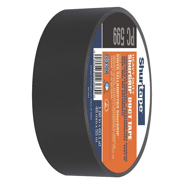 WL01 1PC Shurtape Duct Tape, 55m L, Adhesion 131 oz/in, Black
