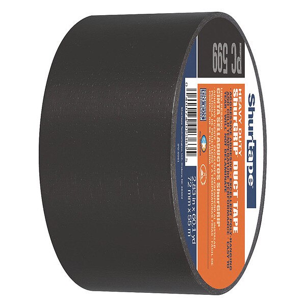 WL01 1PC Shurtape Duct Tape, 55m L, 72mm W, Black