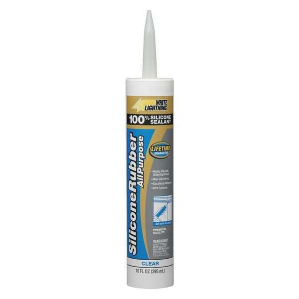 WL01 1PC White Lightning All Purpose Sealant, 10 oz, Cartridge, Clear, RTV Silicone Base