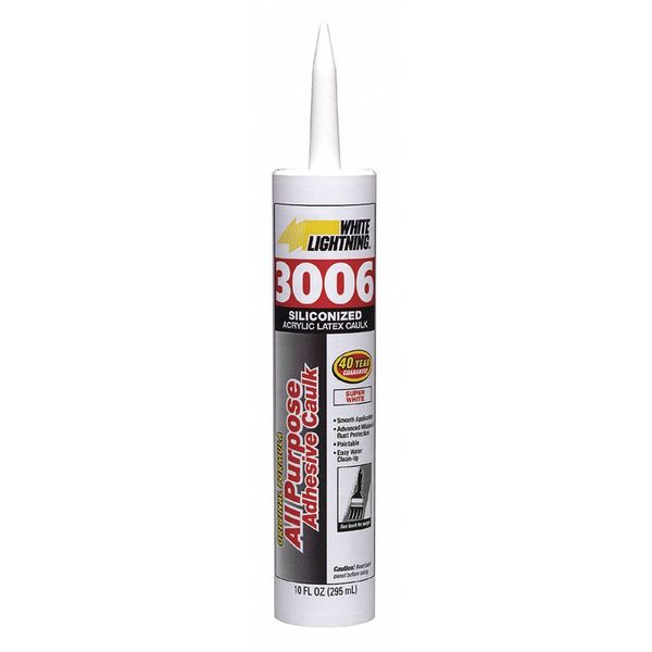 WL01 1PC White Lightning Caulk, 10 oz, Cartridge, White, Acrylic, Silicone Base