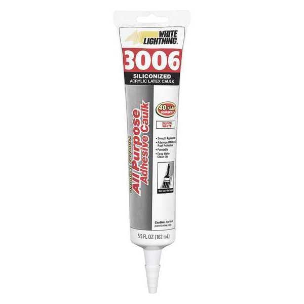 WL01 1PC White Lightning Caulk, 5.5 oz, Cartridge, White, Acrylic, Silicone Base