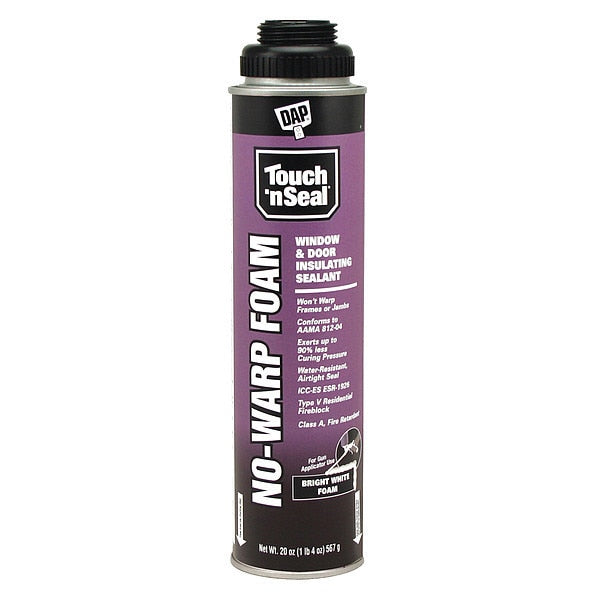 WL01 1PC Touch 'N Seal Window & Door Spray Foam Sealant, 20 oz, Aerosol Can, White
