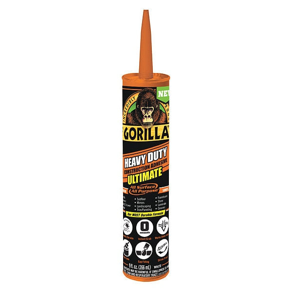 WL01 1PC Gorilla Glue Adhesive, Ultimate Series, Black, 9 oz, Cartridge