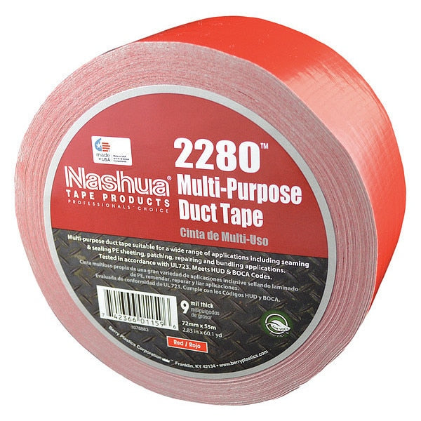WL01 1PC Nashua Duct Tape, 72mm W, 55m L, Industrial, Red