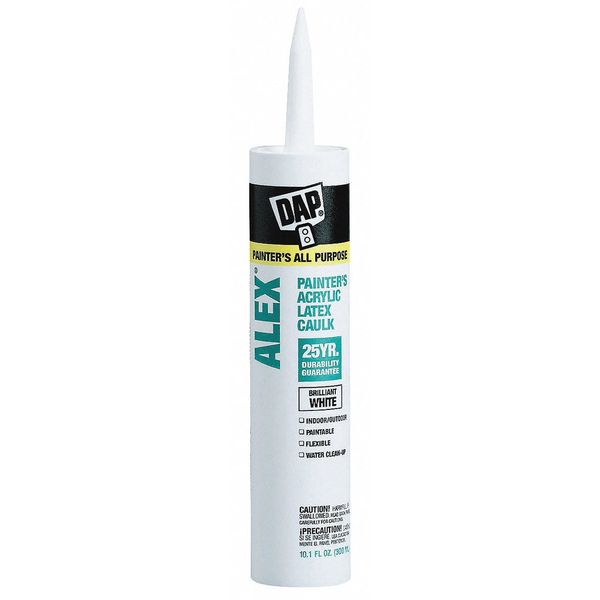 WL01 1PC Dap Caulk, 10.1 oz, Cartridge, White, Acrylic Latex Base