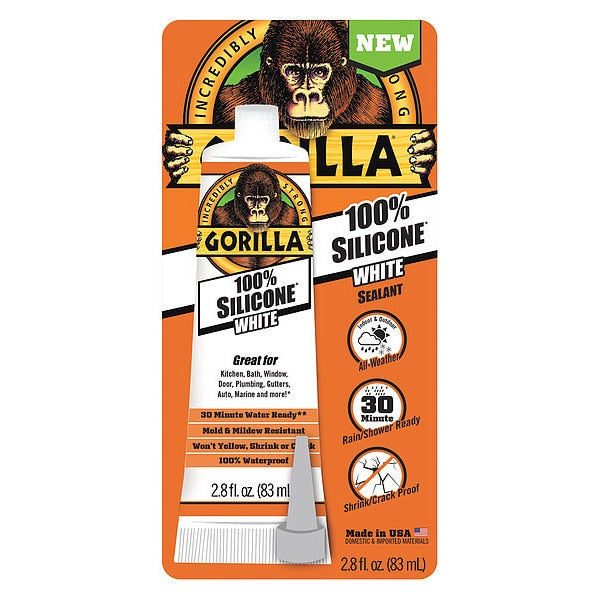 WL01 1PC Gorilla Glue Sealant, 2.8 oz, Tube, White, Silicone Base
