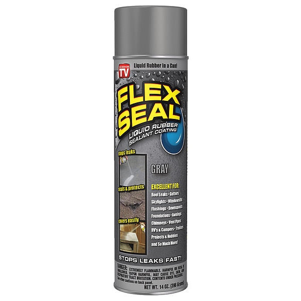 WL01 1PC Flex Seal Sealant, 14 oz, Aerosol Can, Gray, Rubber Base