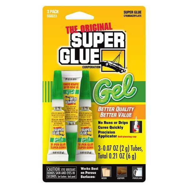 WL01 1PC Super Glue Instant Adhesive, Original Gel Series, Clear, 0.07 oz, Tube