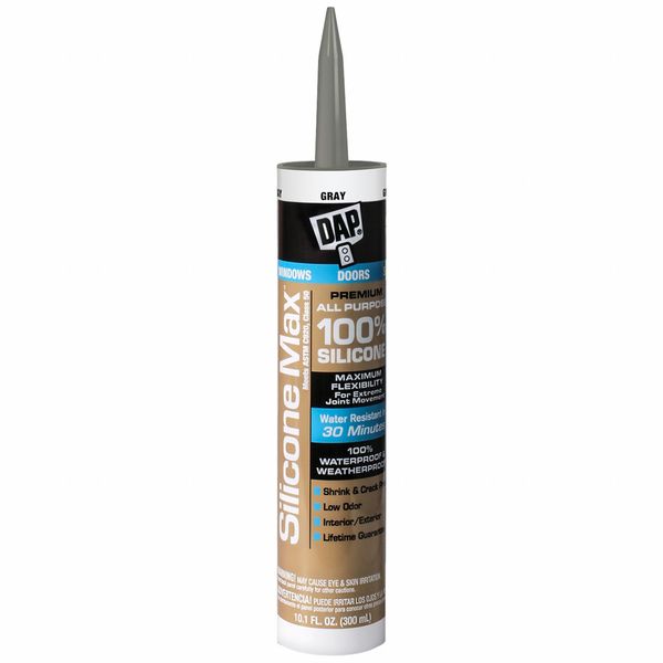 WL01 1PC Dap Silicone Sealant, Gray, Silicone Max