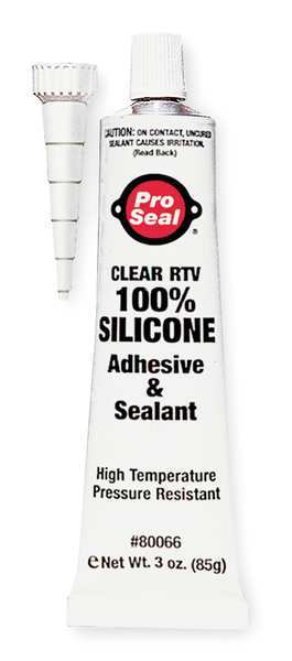 WL01 1PC Pro Seal Waterproof RTV Silicone Sealant, 3 oz, Clear, Temp Range -75 to 500 Degrees F