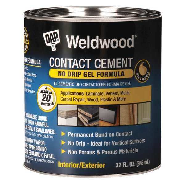 WL01 1PC Dap Contact Cement, Weldwood Gel Series, Tan, 1 qt, Can