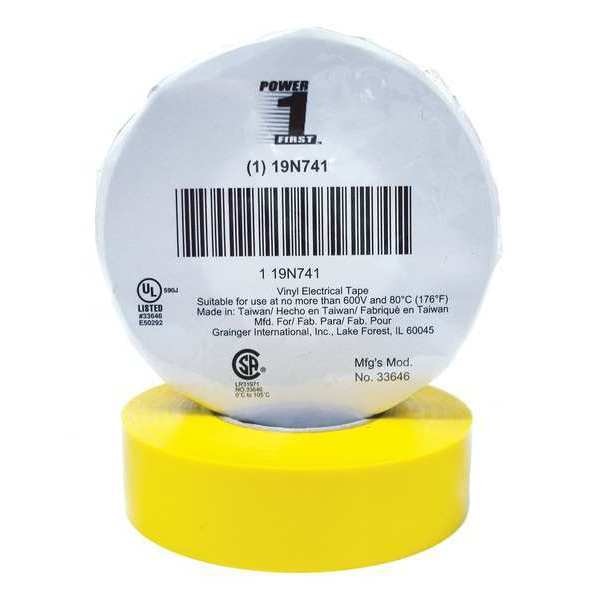 WL01 1PC Zoro Select Electrical Tape, 7 mil, 3/4\" x 66 ft., Yellow
