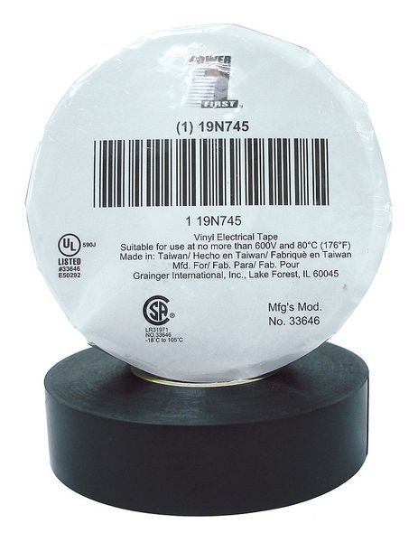 WL01 1PC Zoro Select Electrical Tape, 8.5 mil, 3/4\" x 66 ft., Black