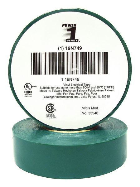 WL01 1PC Zoro Select Electrical Tape, 7 mil, 3/4\" x 60 ft., Green