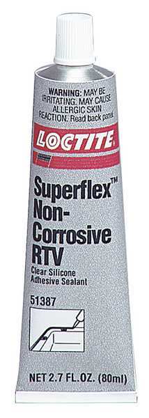 WL01 1PC Loctite Non-Corrosive RTV Silicone, 80 mL, Clear, Temp Range -75 to 500 Degrees F